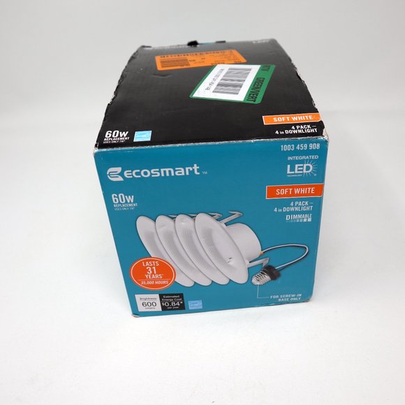 3-Pack EcoSmart LED Soft White Integrated Recessed Trim Retrofit Downlight 4" - Picture 13 of 16